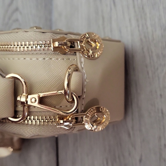 Valentino Orlandi Taupe Small Camera Bag Studded Crossbody Vegan‎ Leather NEW - Picture 5 of 14